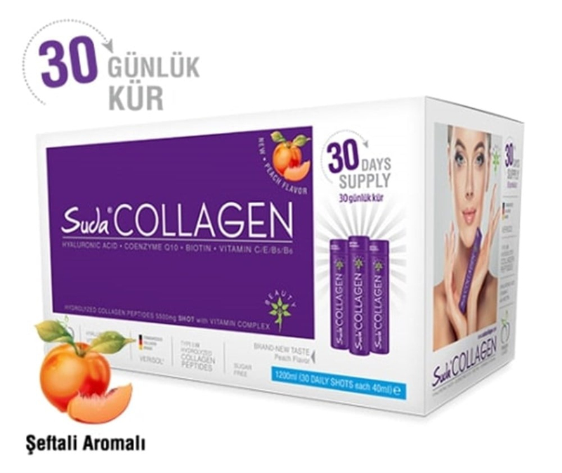 Suda Collagen Takviye Edici Gıda Şeftali Aromalı 30 x 40 ml