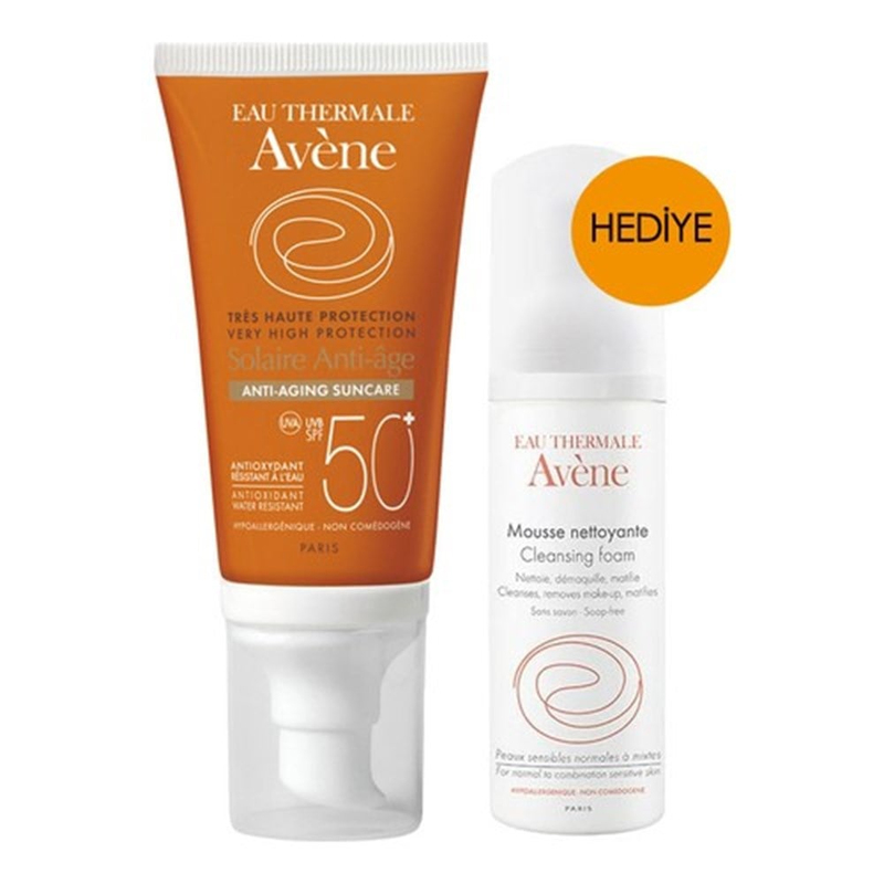 Avene Yaşlanma Karşıtı Güneş Kremi Spf 50 50 ml | Temizleyici Köpük 50 ml Hediye