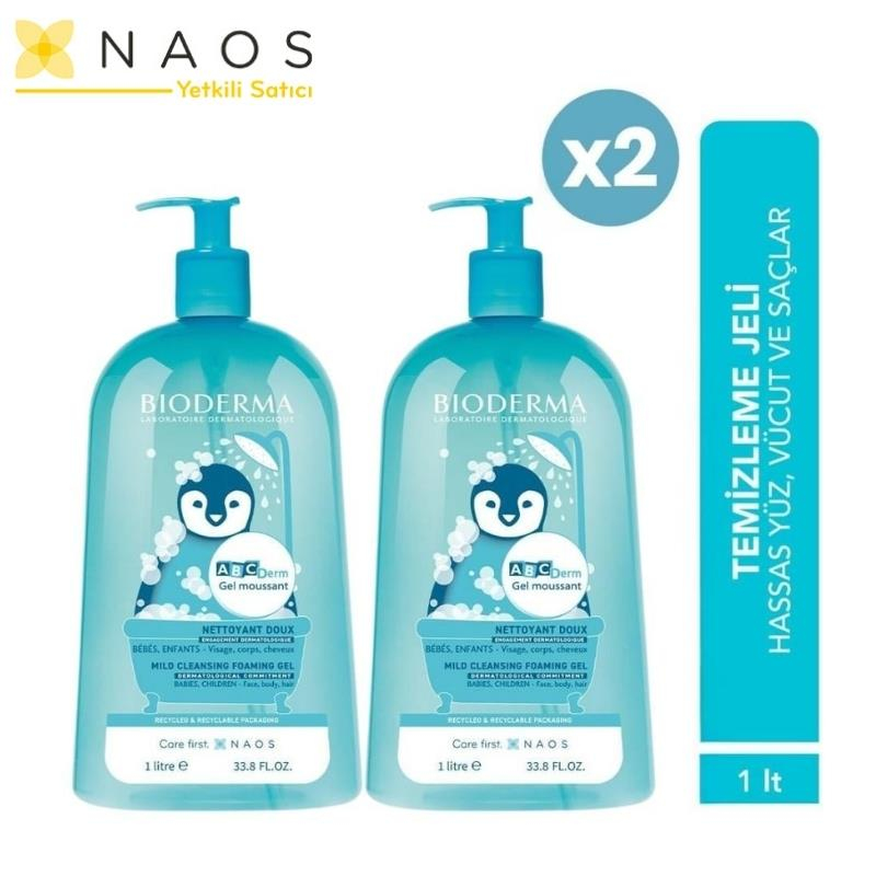 Bioderma Abcderm Bebek ve Çocuklar için Temizleme Jeli 1L x2 Adet