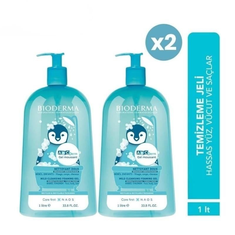 Bioderma Abcderm Bebek ve Çocuklar için Temizleme Jeli 1L x2 Adet