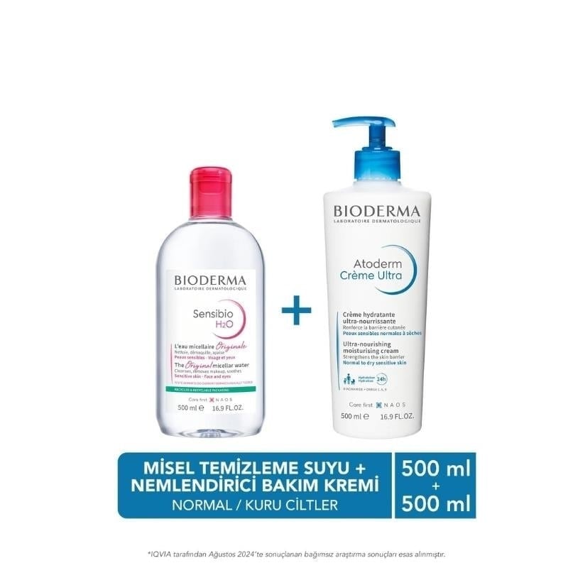 Bioderma Atoderm  Krem 500 ml+Sensibio Su 500 ml