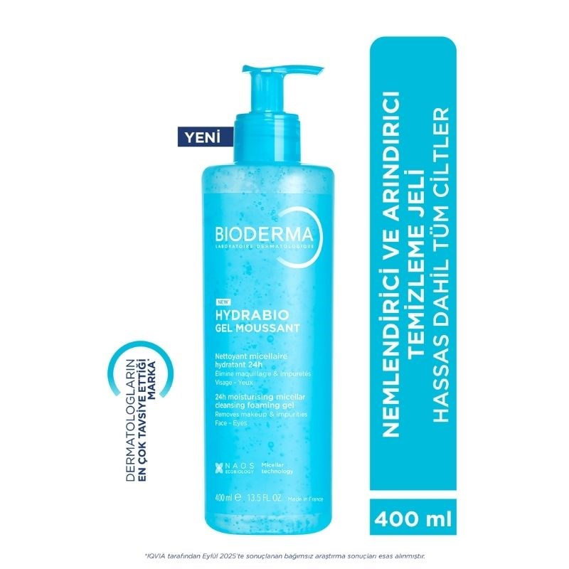 Bioderma Hydrabio Foaming Gel Tüm Ciltler Nemlendirici Etkili Yüz & Vücut Temizleme Jeli 400 ml
