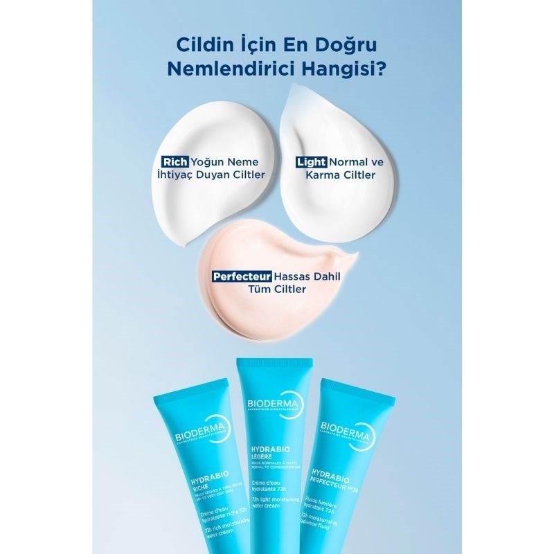Bioderma Hydrabio Light Hyaluronik Asit İçeren Su Bazlı Nemlendirici Yüz Kremi 40 ml