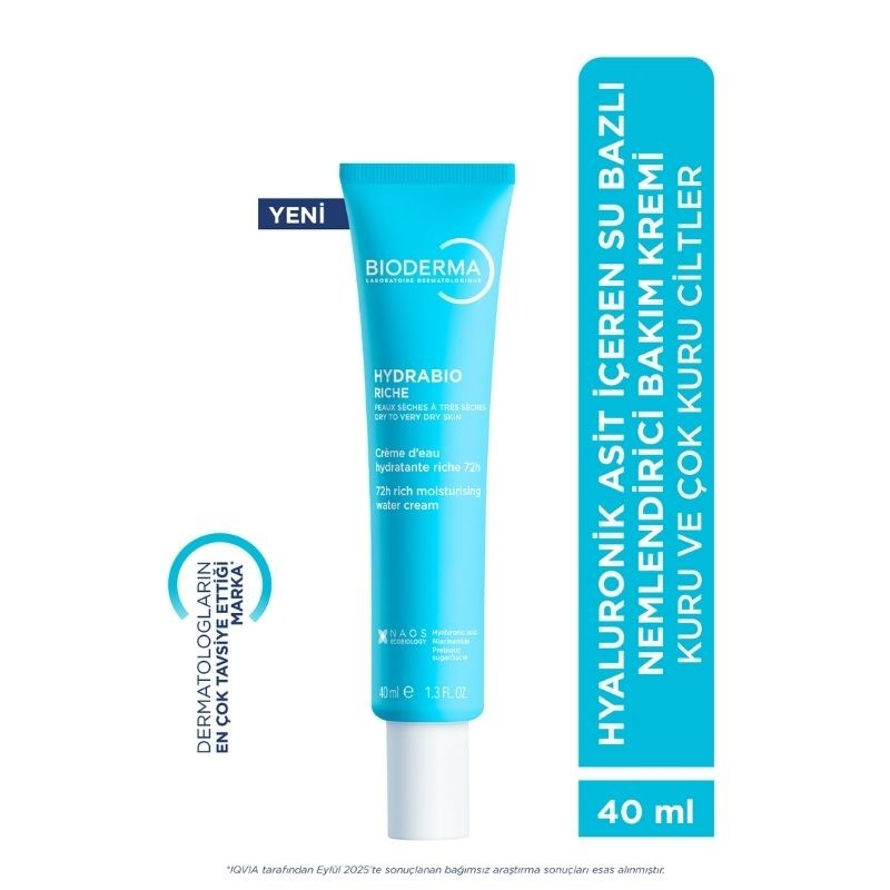 Bioderma Hydrabio Rich Kuru Ciltler için Su Bazlı Nemlendirici Yüz Bakım Kremi 40 ml