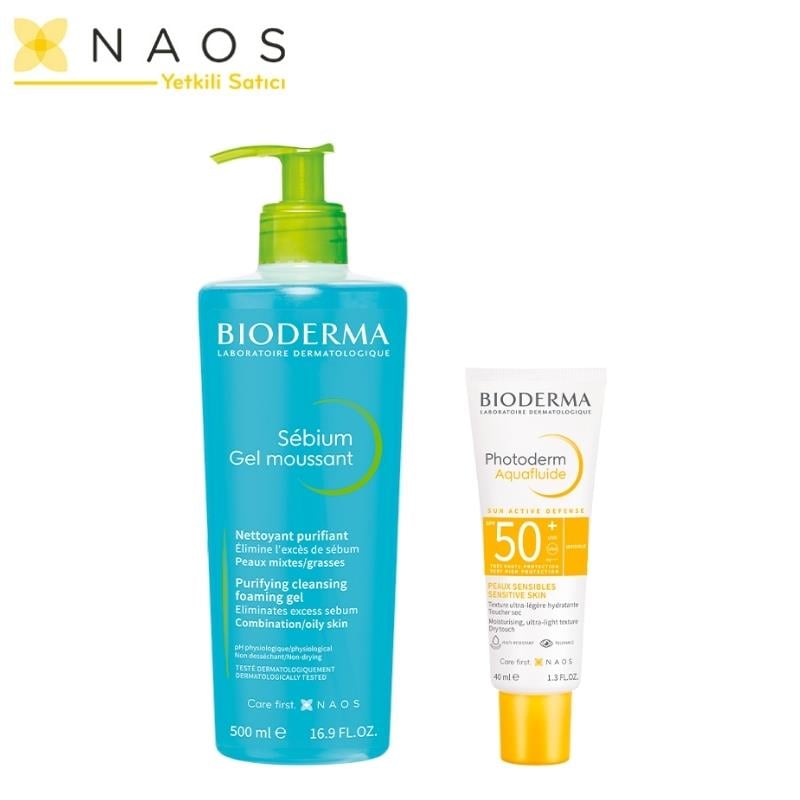 Bioderma Photoderm Aquafluide PSF50+ 40 ml + Sebium Temizleyici Jel 500 ml