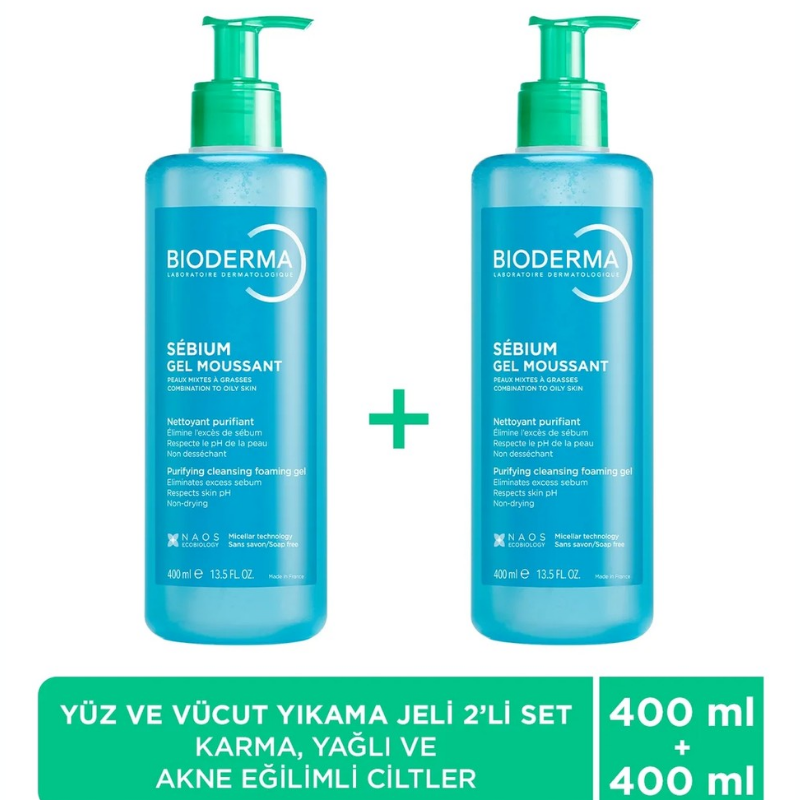 Bioderma Sebium Temizleyici Jel 400 ml 2 Adet