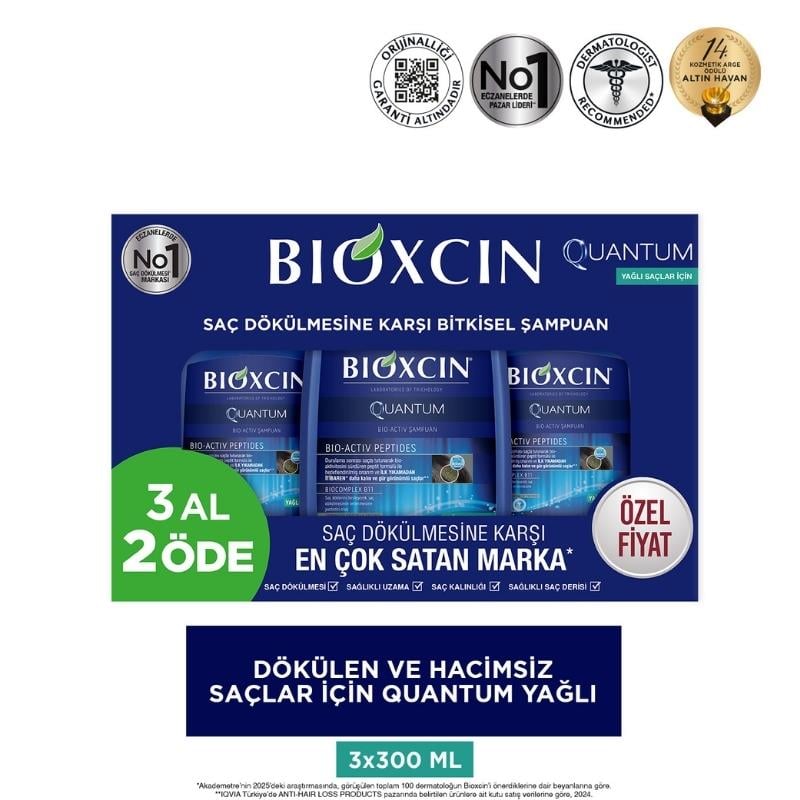 Bioxcin Quantum Yağlı Saçlar Şampuan 3x300 ml