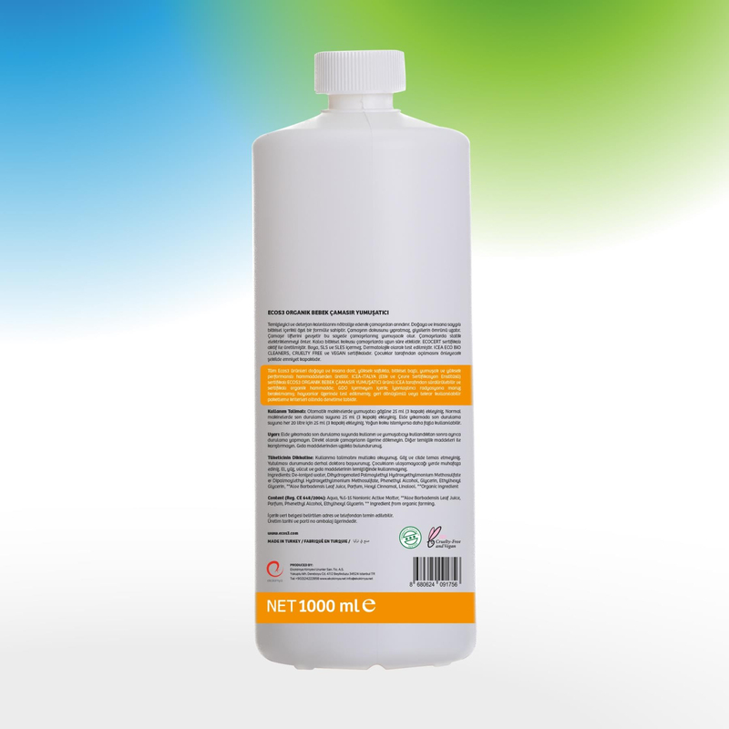 Ecos3 Organik Bebek Çamaşır Yumuşatıcı 1000 ml