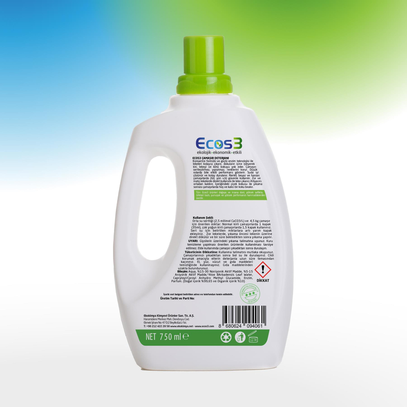 Ecos3 Organik Çamaşır Deterjanı 22 Yıkama - 750 ml