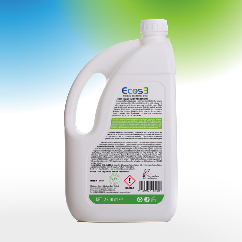 Ecos3 Organik Çamaşır Deterjanı 72 Yıkama 2500 ml