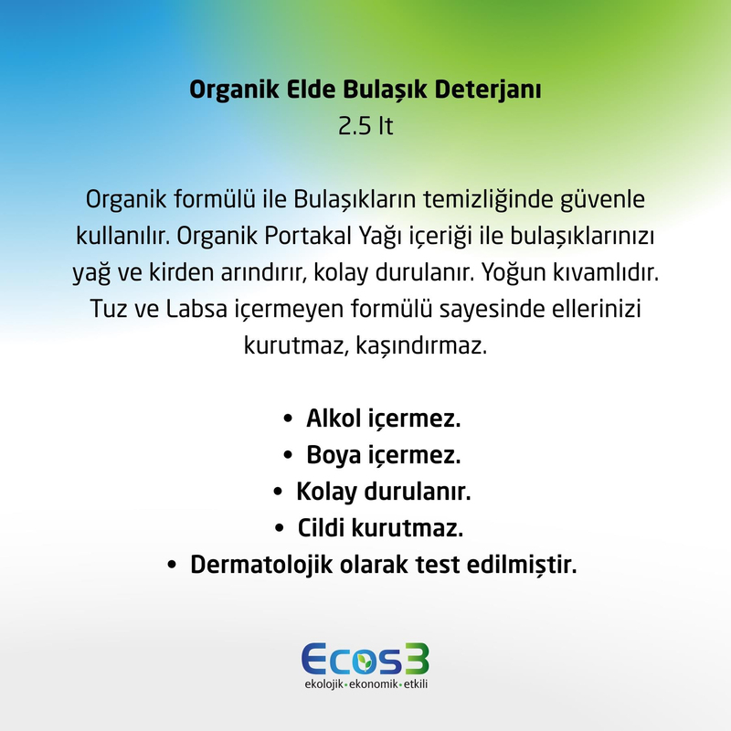 Ecos3 Organik Elde Bulaşık Deterjanı 2500 ml