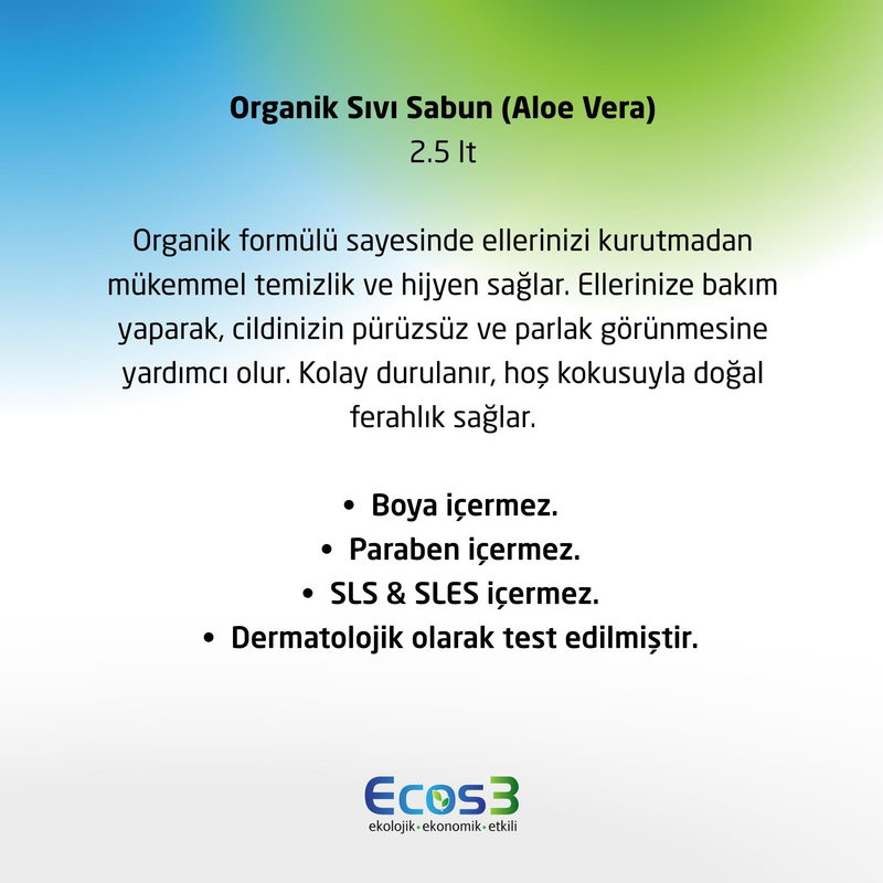 Ecos3 Organik Sıvı Sabun 2500 ml - Aloe Vera