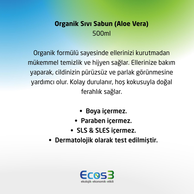 Ecos3 Organik Sıvı Sabun 500 ml - Aloe Vera