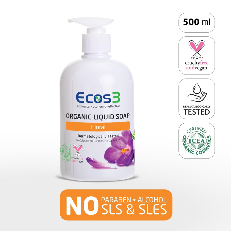Ecos3 Organik Sıvı Sabun 500 ml - Floral