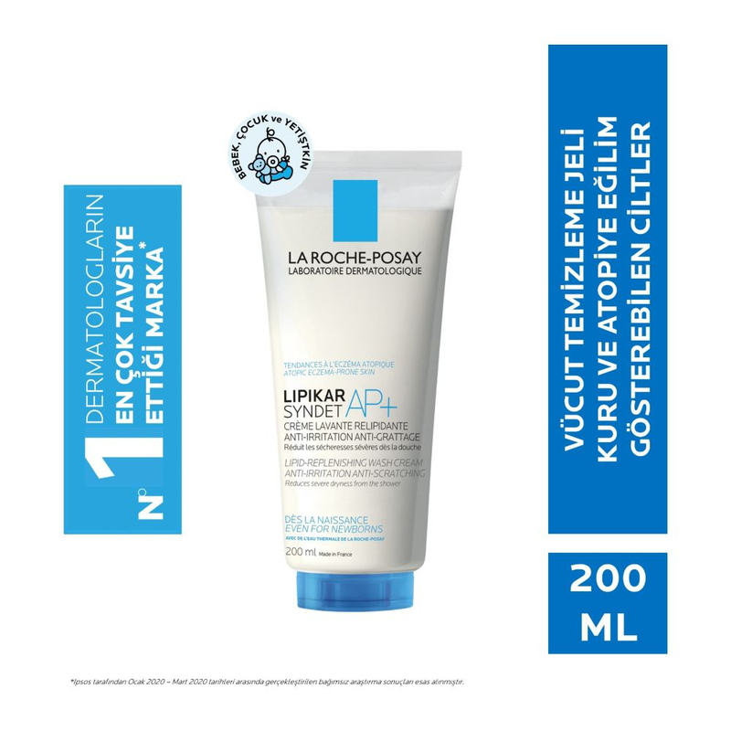 La Roche-Posay Lipikar Syndet AP+ Bebek&Çocuk, Yetişkin Vücut Yıkama Jeli Çok Kuru ve Atopiye Eğilim Gösterebilen Ciltler 200 ml