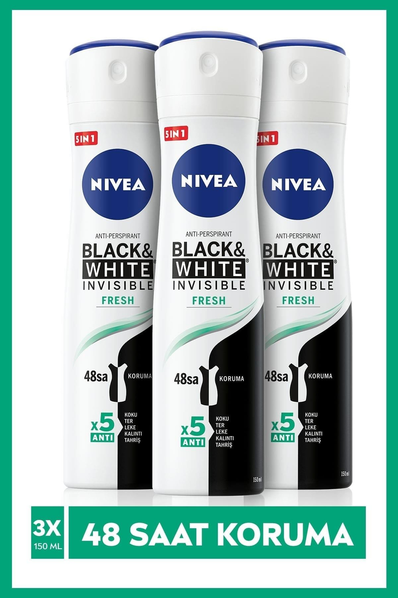NIVEA Kadın Deodorant Black&White Fresh 150 ml x3