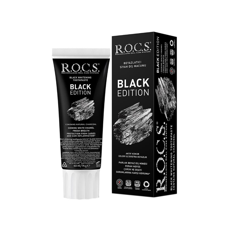 Rocs Black Edition Kömürle Beyazlatıcı Diş Macunu 60ML