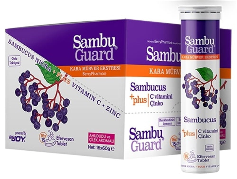Sambuguard Sambucus Kara Mürver Ekstresi Çinko 15 Efervesan Tablet
