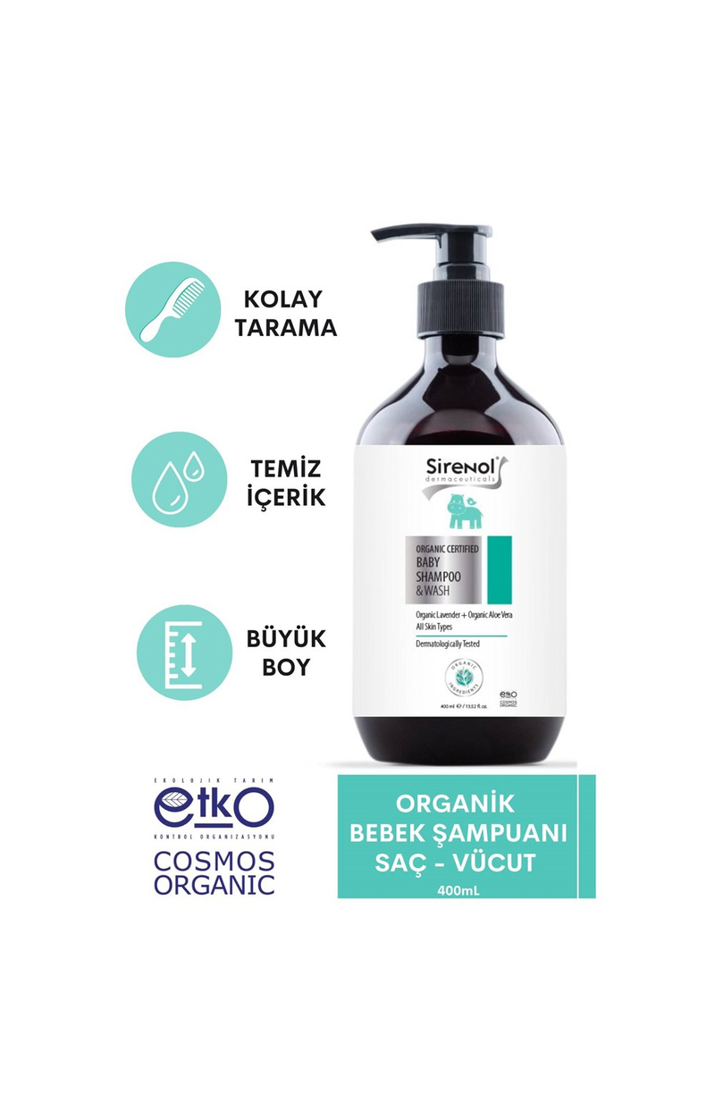 Sirenol Organik Bebek Saç Vücut Şampuanı 400 ml