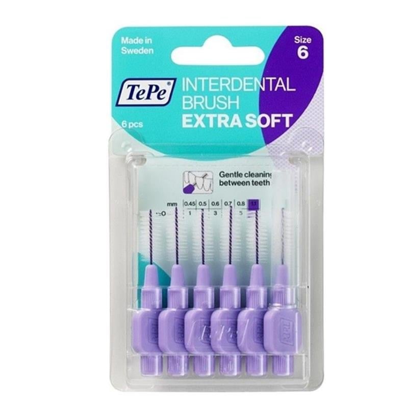 Tepe Arayüz Fırçası Ekstra Soft 1.1 mm Mor 6'lı