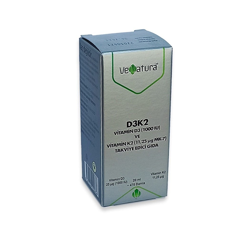 Venatura Vitamin D3(1000 IU) ve Vitamin K2 (11,25 UG MK-7) 20 ml