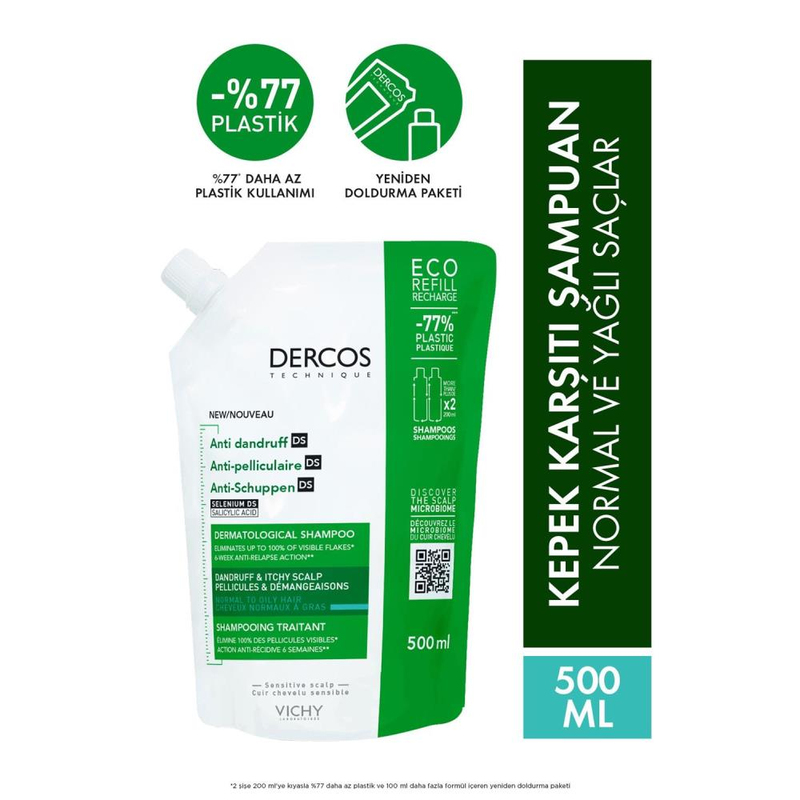 Vichy Dercos Anti Dandruff Kepek Karşıtı Şampuan 500 ml - Normal ve Yağlı Saçlar