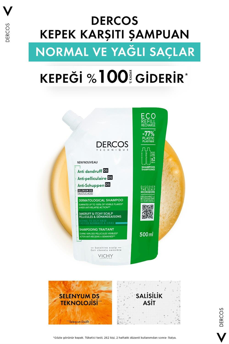 Vichy Dercos Anti dandruff Normal/Yağlı 500 ml
