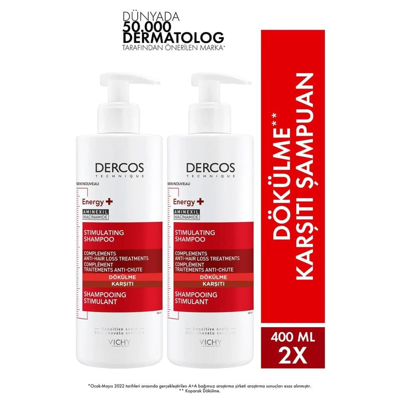 Vichy Dercos Energising Saç Dökülmesine Karşı Şampuan 400 ml x2