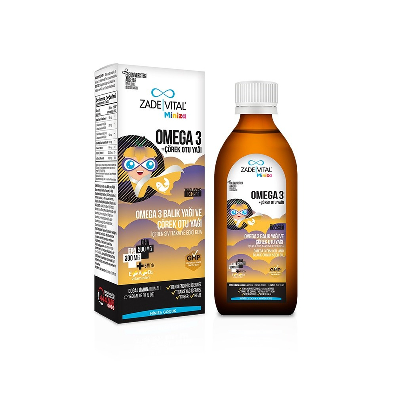 Zade Vital Miniza Omega 3 ve Çörek Otu Yağı 150 ml