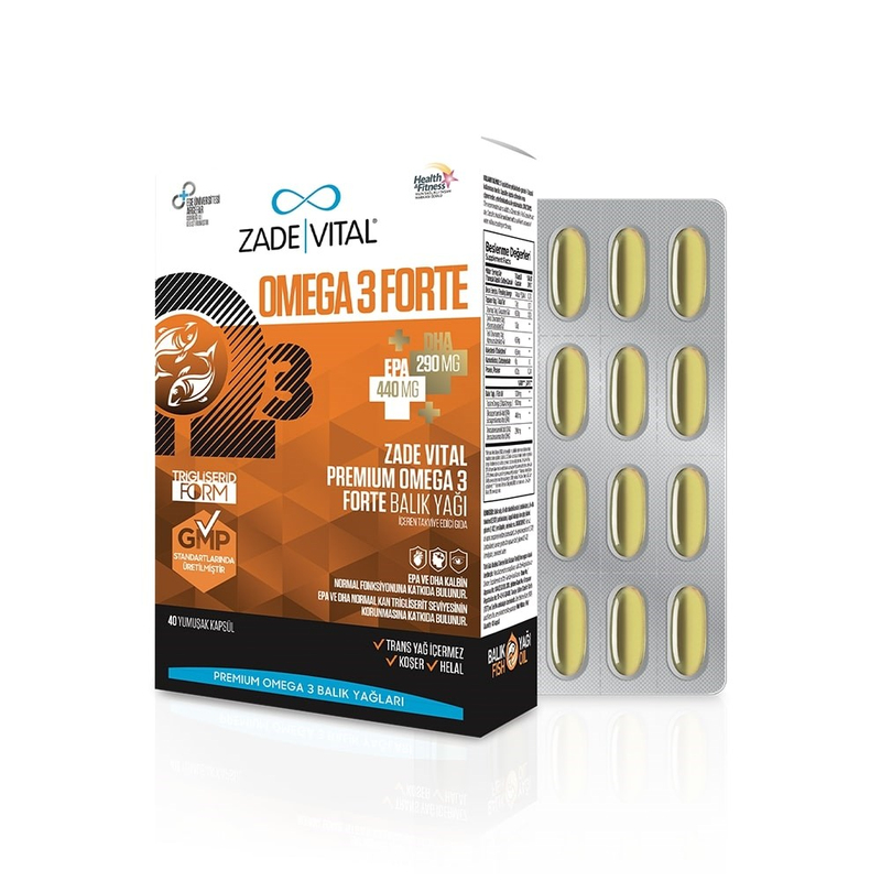 Zade Vital Premium Omega 3 Forte 1200 mg Balık Yağı 40 Kapsül