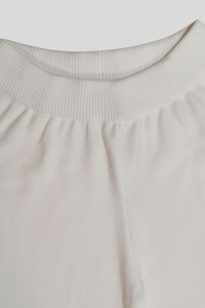 Beli Lastikli Wide Leg Örme Triko Kadın Pantolon