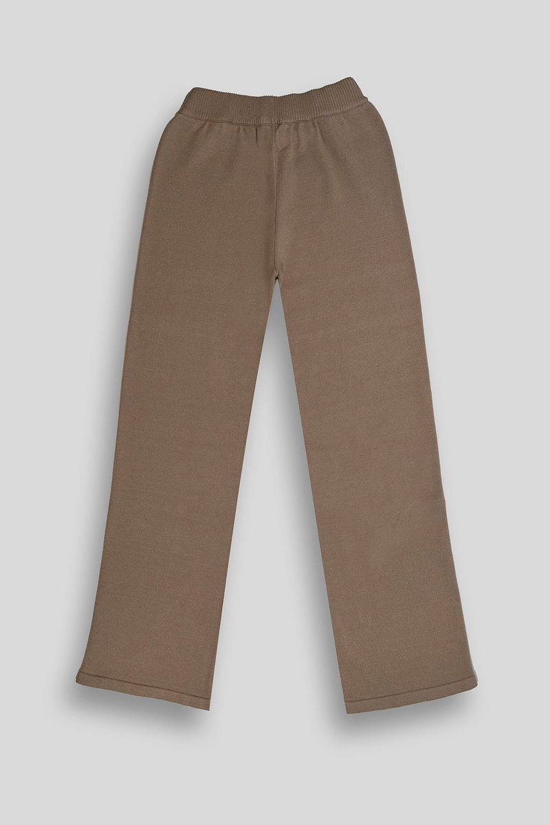 Beli Lastikli Wide Leg Örme Triko Kadın Pantolon
