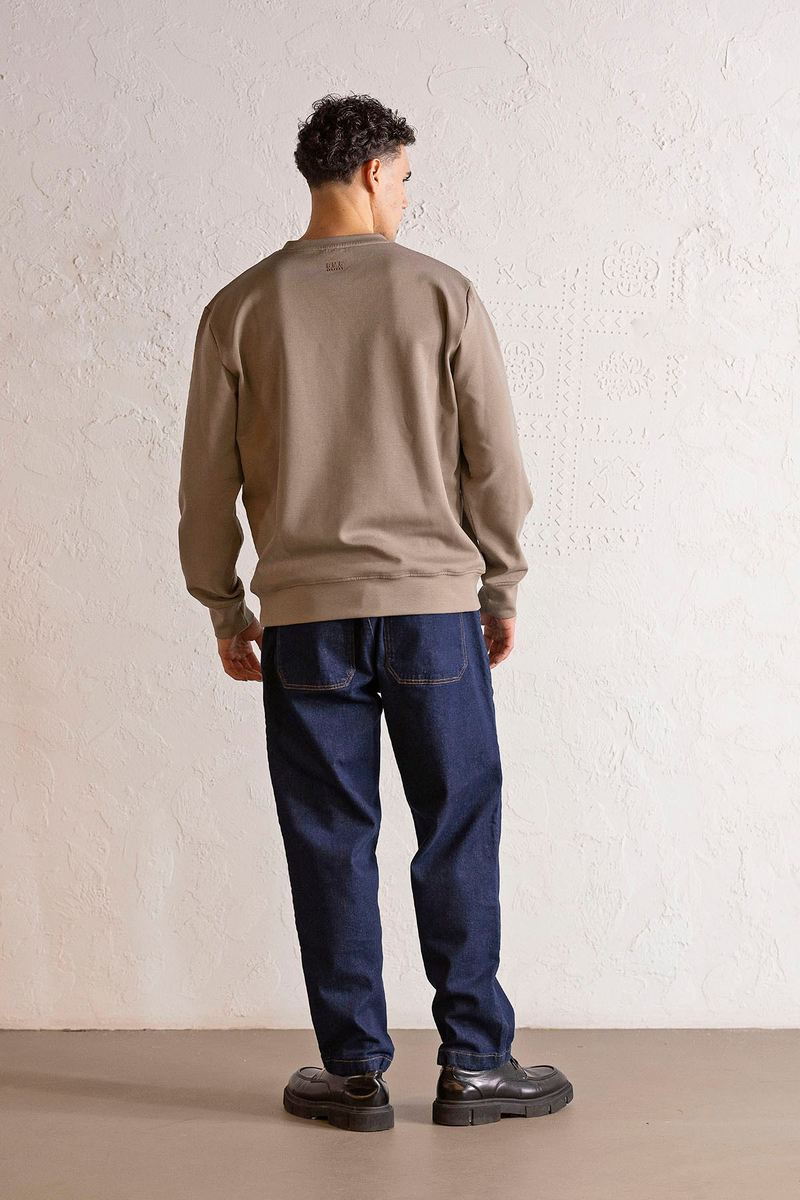Bisiklet Yaka Baskılı Erkek Sweatshirt