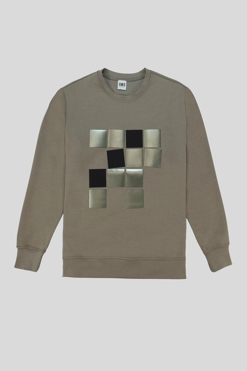 Bisiklet Yaka Baskılı Regular Fit Erkek Sweatshirt