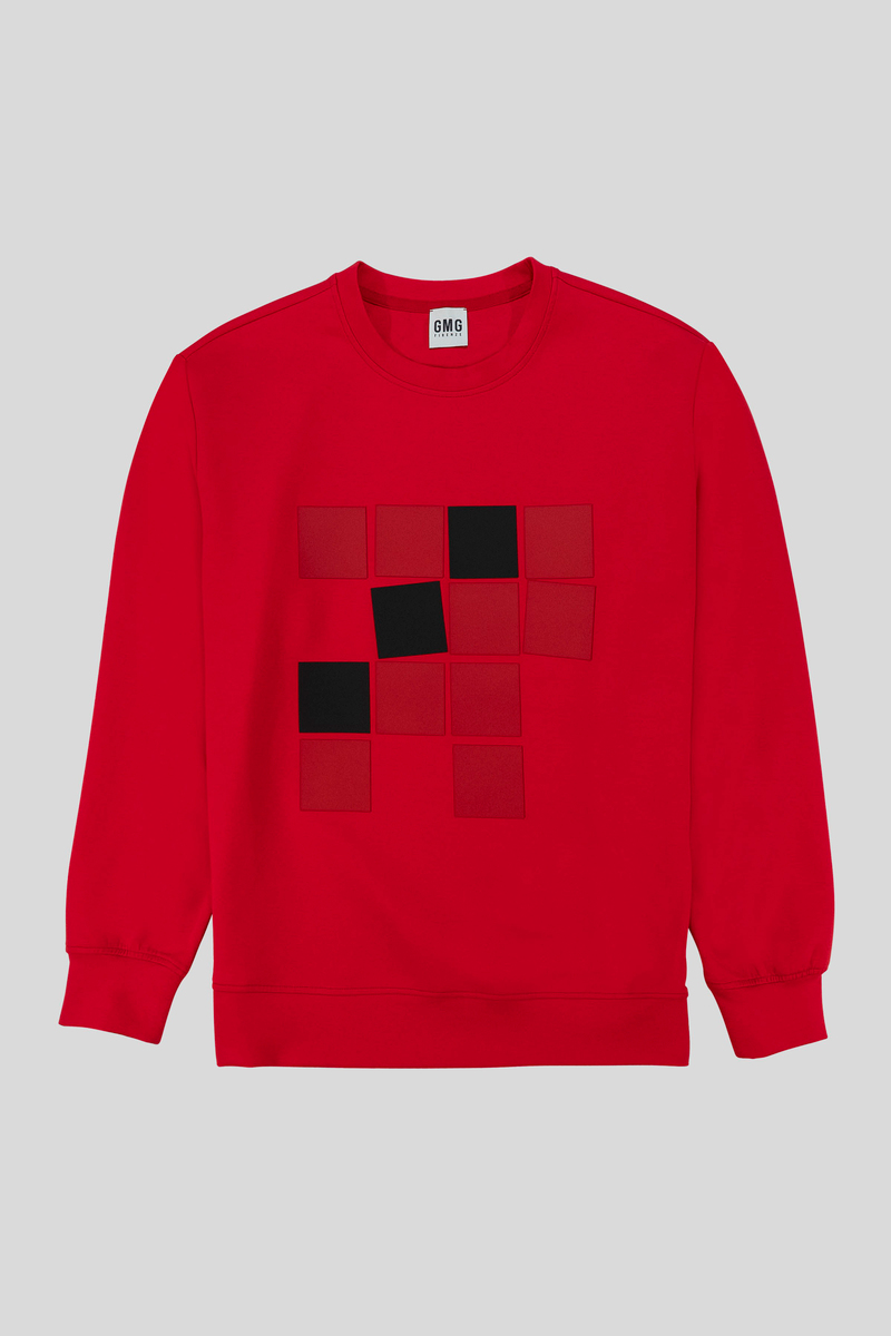 Bisiklet Yaka Baskılı Regular Fit Erkek Sweatshirt