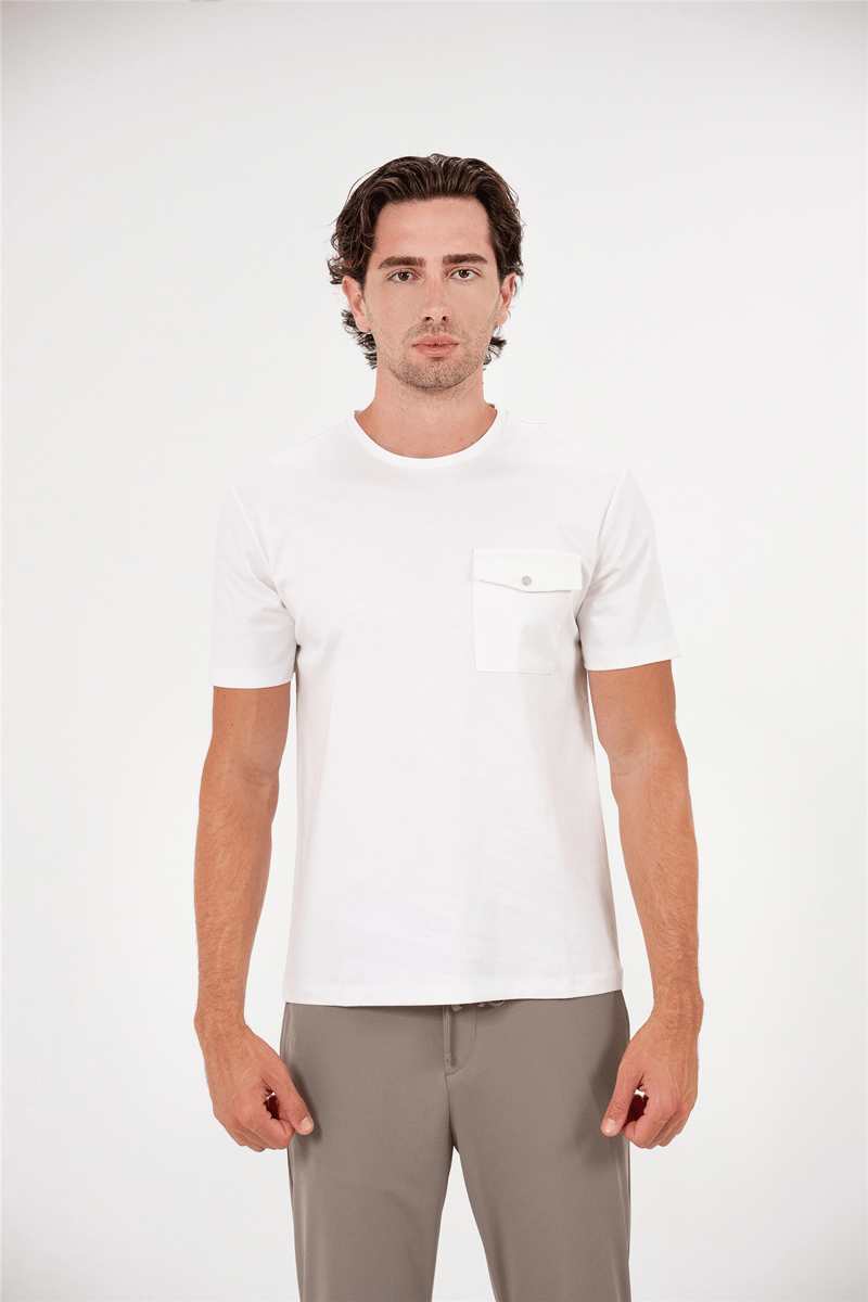 Bisiklet Yaka Cepli Regular Erkek T-shirt