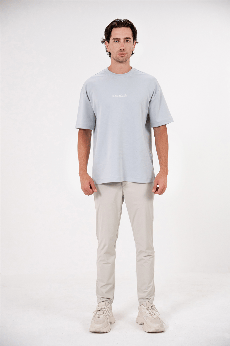 Bisiklet Yaka Ctrl+Alt+Del Baskılı Erkek T-shirt