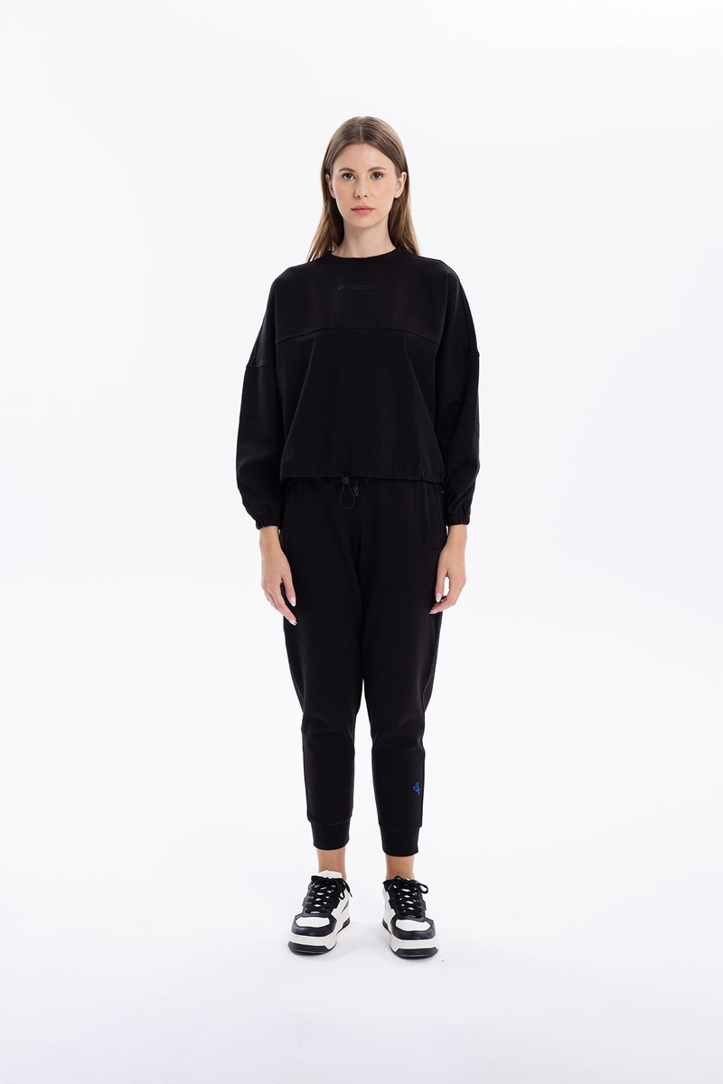Bisiklet Yaka Garni Detaylı Oversize Kadın Sweatshirt