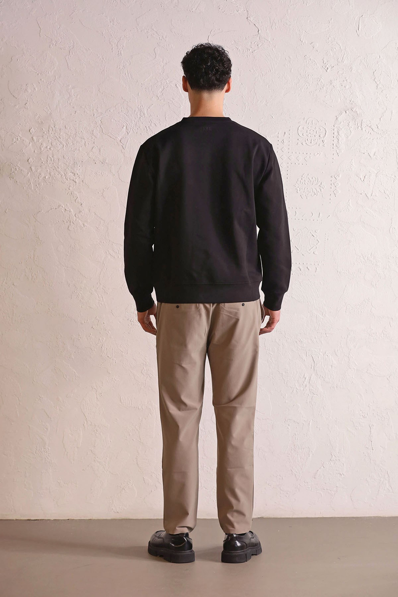 Bisiklet Yaka Geometrik Baskılı Erkek Sweatshirt