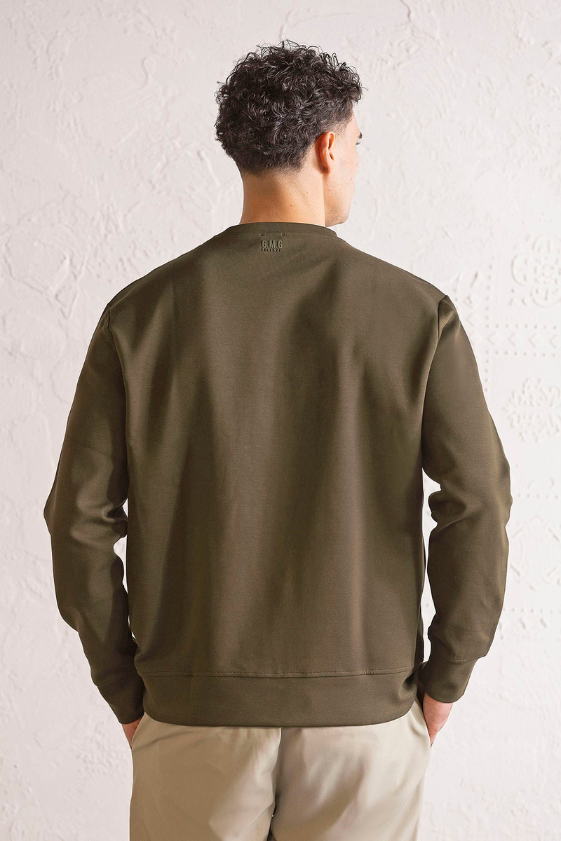 Bisiklet Yaka Kabartma Baskılı Erkek Sweatshirt