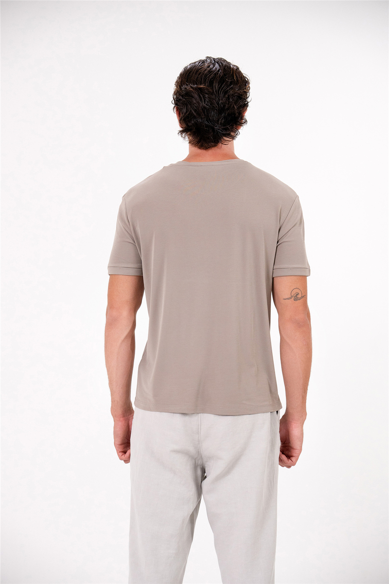 Bisiklet Yaka Kol Ucu Duble Erkek T-shirt