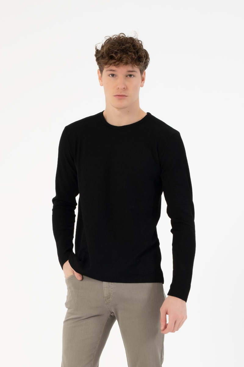 Bisiklet Yaka Slim Fit Erkek Kazak