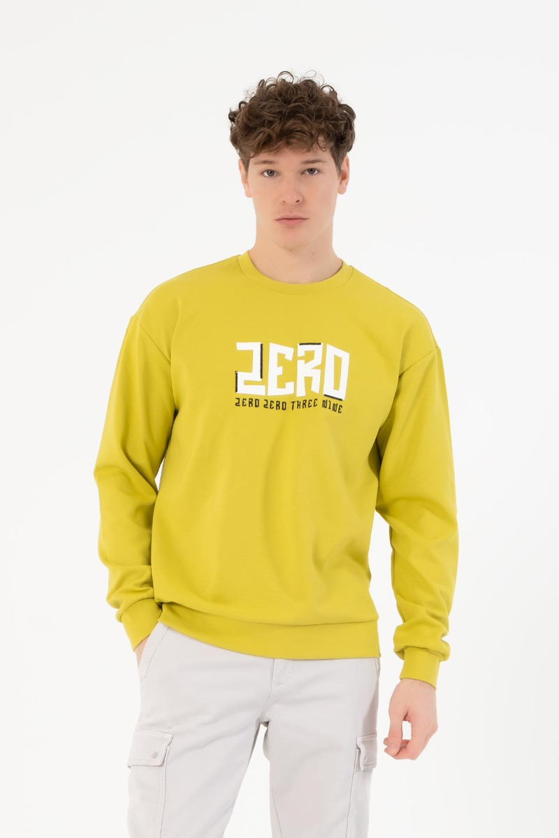 Bisiklet Yaka Zero Baskılı Erkek Sweatshirt