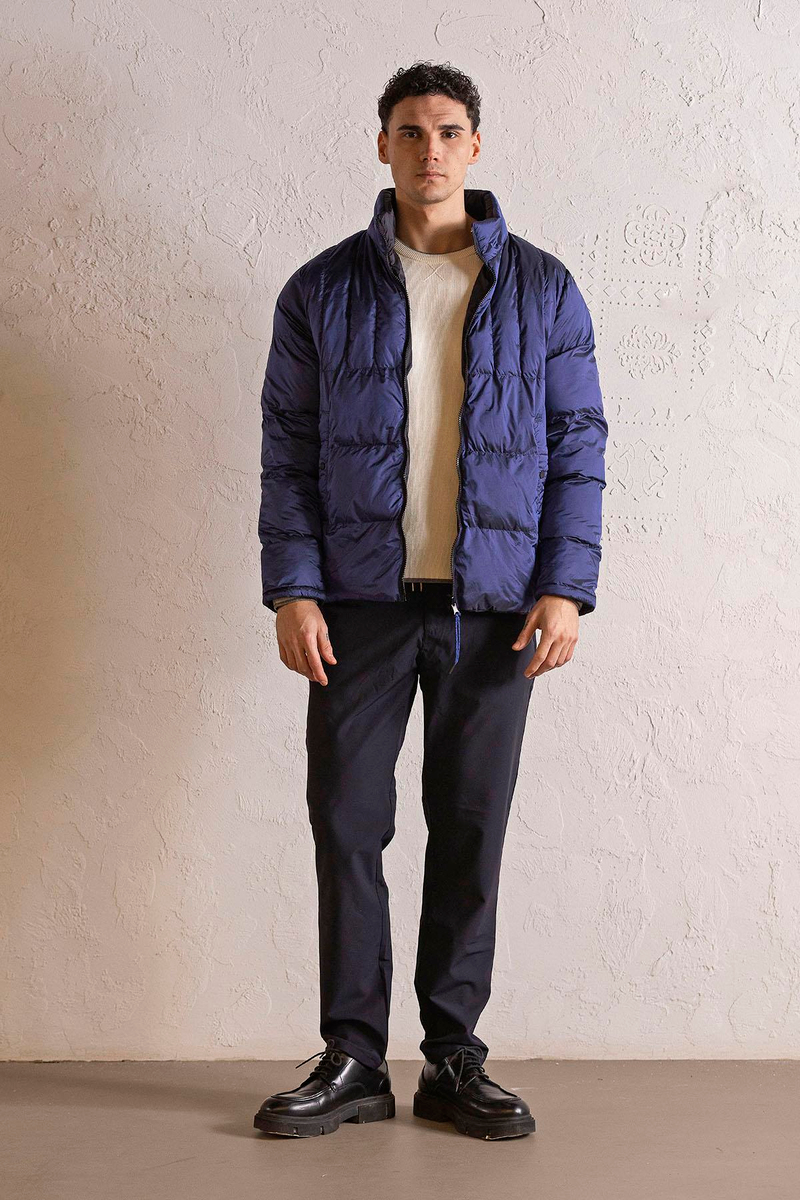 Dik Yaka Çift Taraflı Basic Erkek Mont