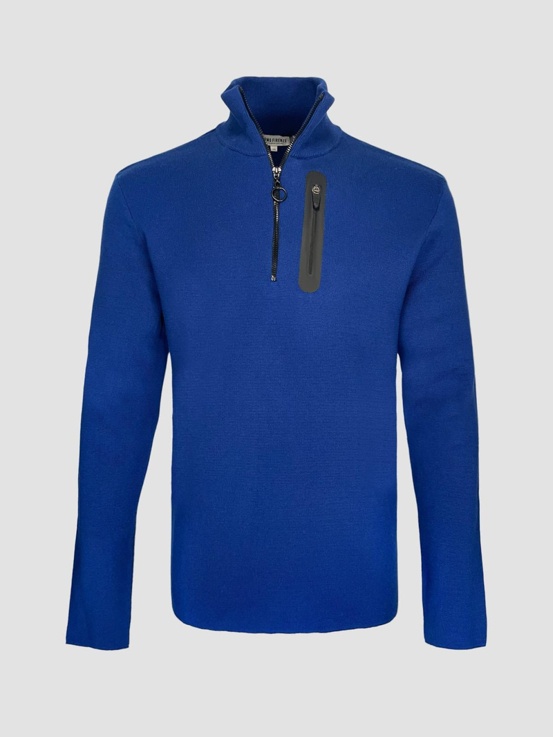 Dik Yaka Fermuar Detaylı Slim Fit Erkek Kazak