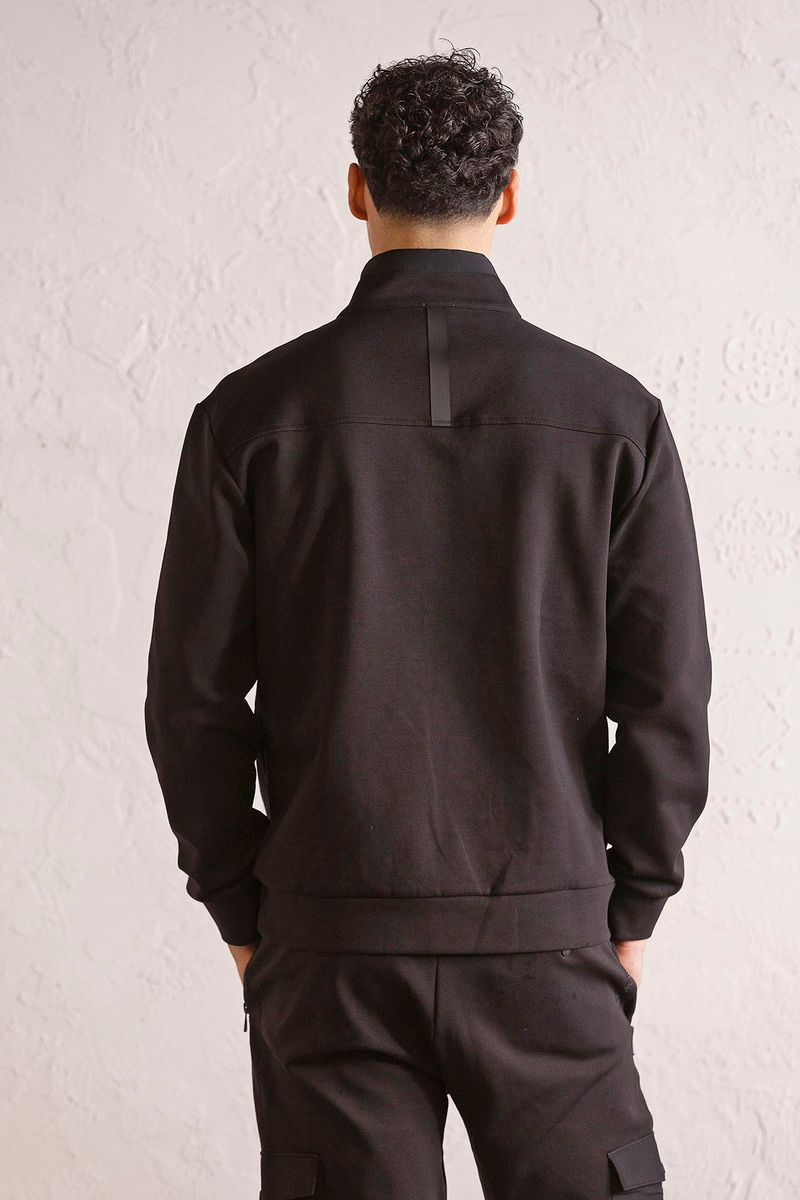 Dik Yaka Fermuar ve Çıtçıt Detaylı Erkek Sweatshirt