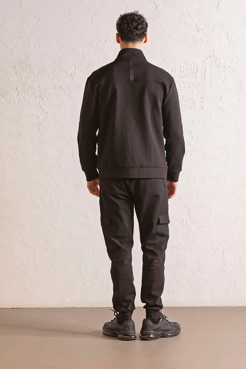 Dik Yaka Fermuar ve Çıtçıt Detaylı Erkek Sweatshirt