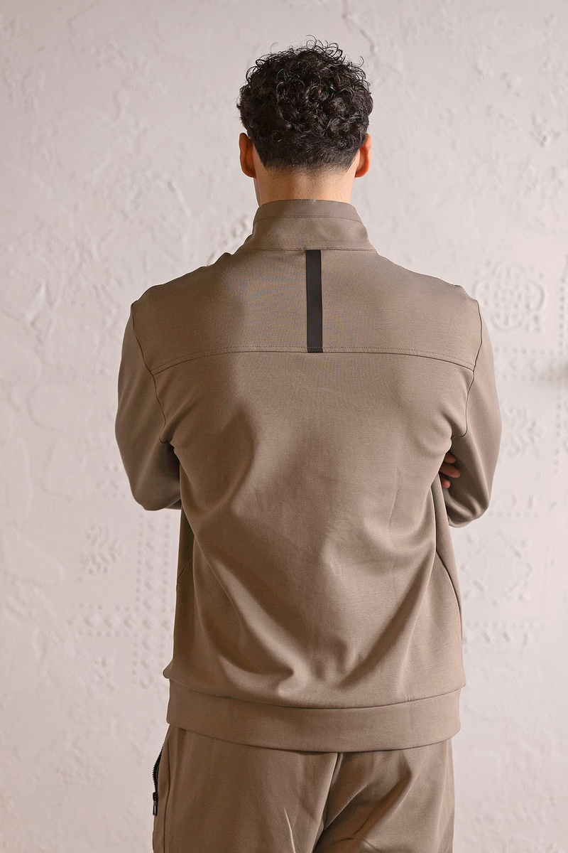 Dik Yaka Fermuar ve Çıtçıt Detaylı Erkek Sweatshirt