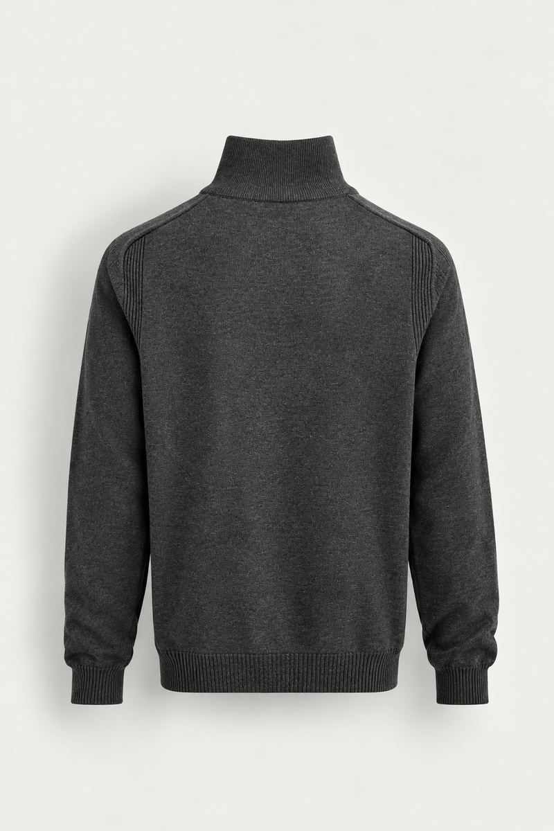 Fermuarlı Dik Yaka Slim Fit Erkek Triko Kazak