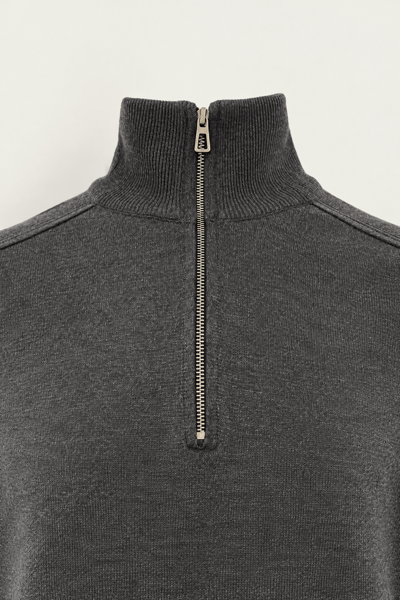 Fermuarlı Dik Yaka Slim Fit Erkek Triko Kazak